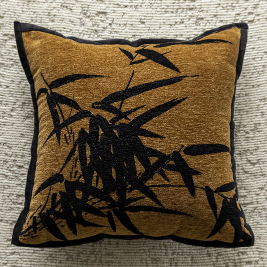 Yellow Background With Black Bamboo 45x45cm Decorative