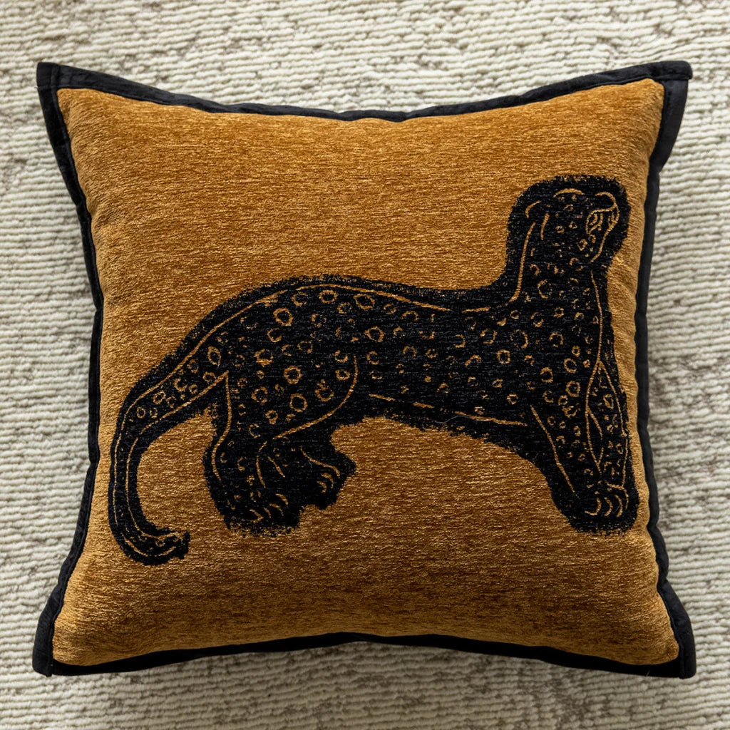 Yellow Background With Black Panthers 45x45cm Decorative