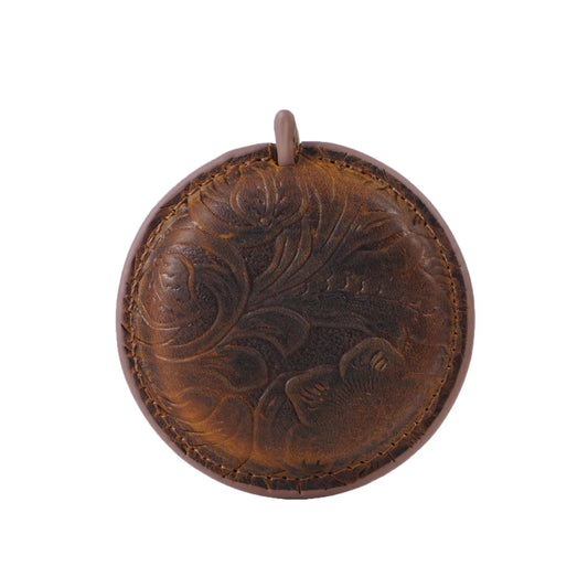 Yellow Brown Mini Leather Tape Measure - 1.5m/60in - Round