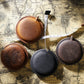 Yellow Brown Mini Leather Tape Measure - 1.5m/60in - Round