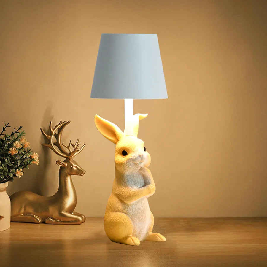 Yellow Bunny White Lampshade Adorable Rabbit Resin Table