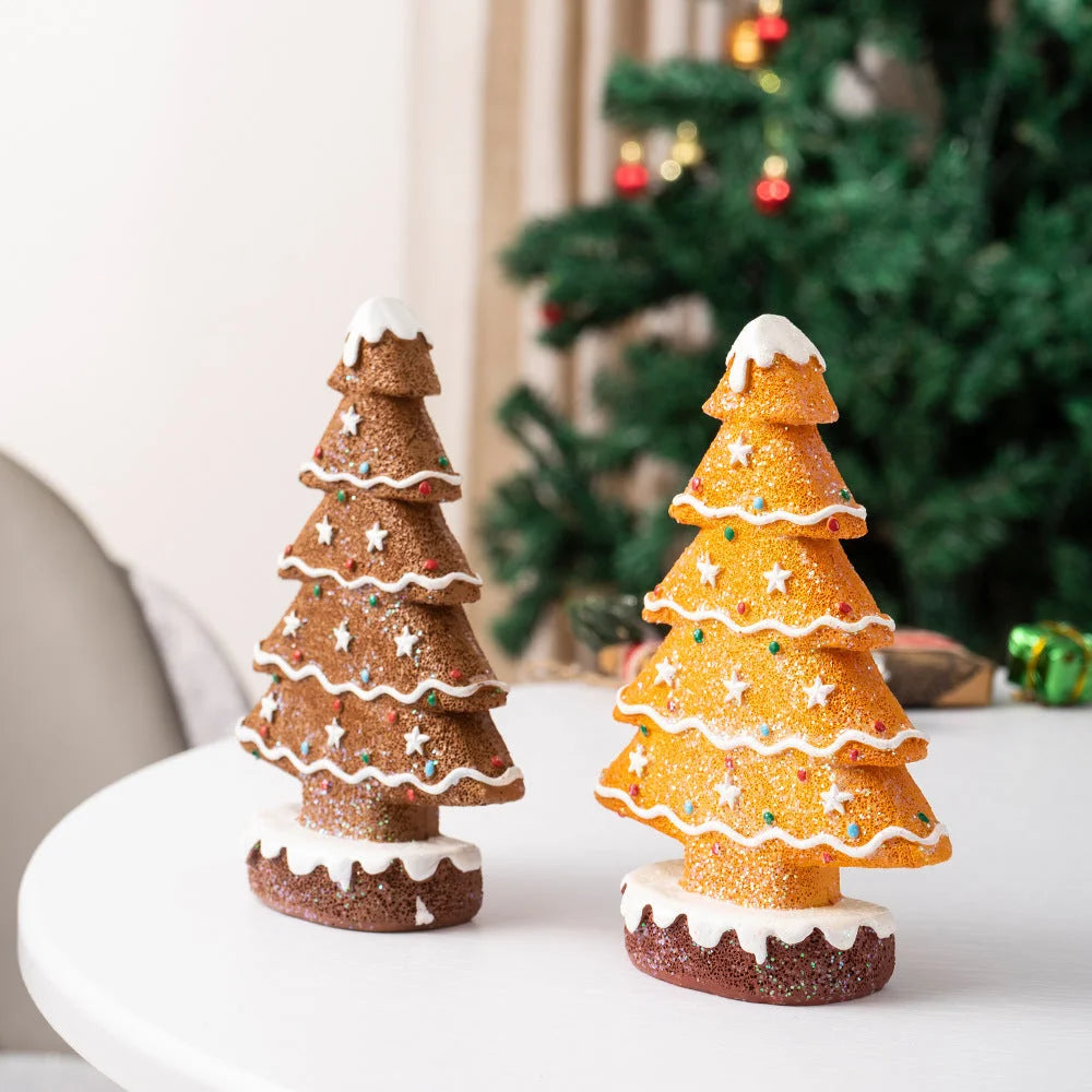 Yellow Charming Gingerbread Christmas Tree Figurine