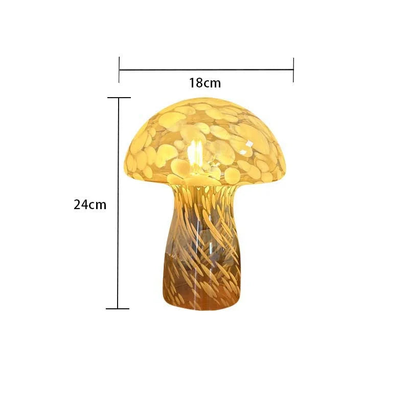 Yellow Charming Retro Glass Mushroom Table Lamp - Vintage