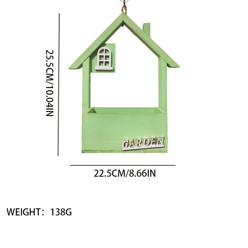 Yellow Charming Wooden House Hanging Bird Feeder - Attract