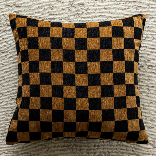 Yellow Checkered 45x45cm Decorative Zebra-Pattern Pillow