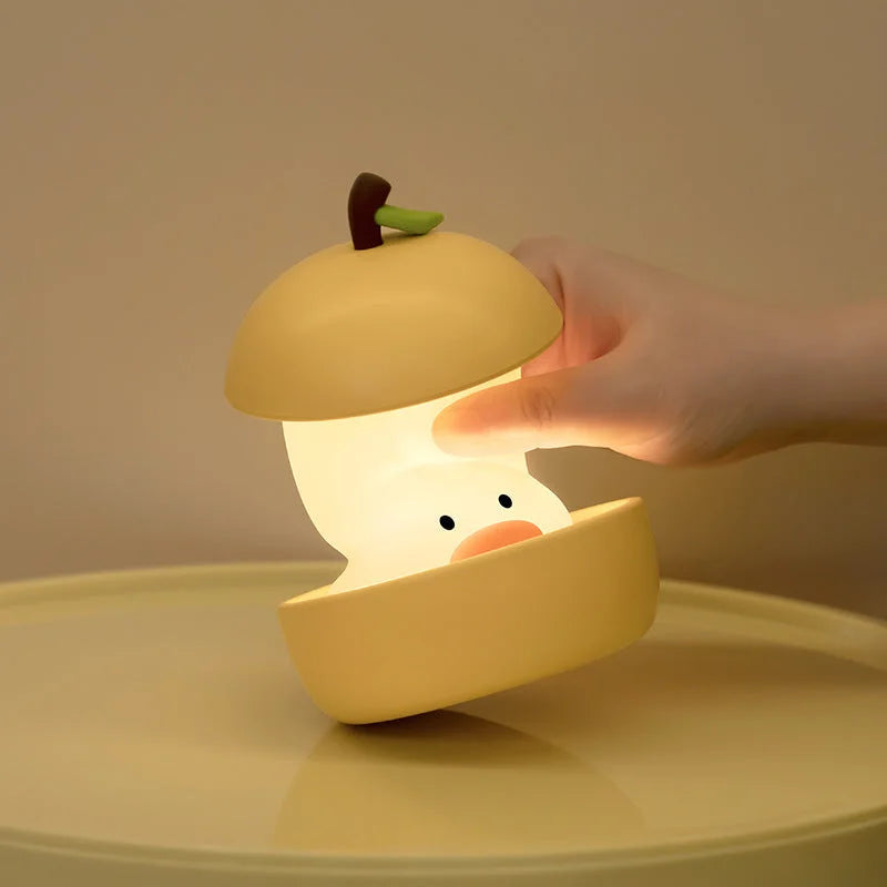 Yellow Colorful Duck Pear USB Night Light - Adjustable
