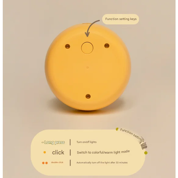 Yellow Colorful Duck Pear USB Night Light - Adjustable