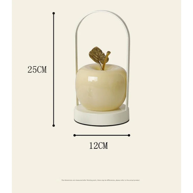 Yellow Decorative Apple Table Lamp - USB-C 3 Light Modes