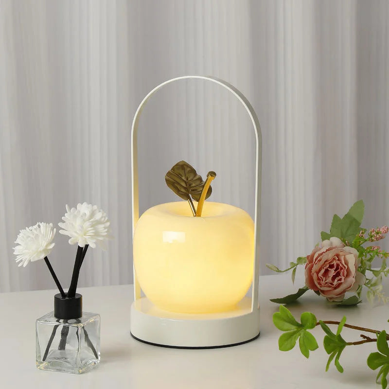 Yellow Decorative Apple Table Lamp - USB-C 3 Light Modes