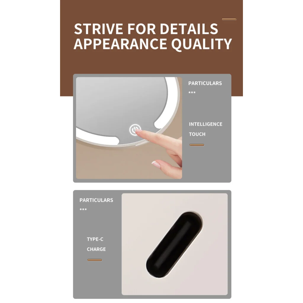 Yellow LED Travel Makeup Mirror - Rechargeable Compact