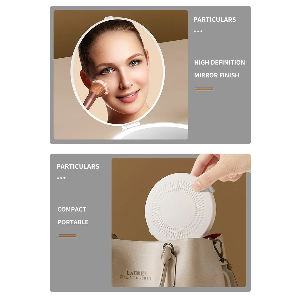 Yellow LED Travel Makeup Mirror - Rechargeable Compact