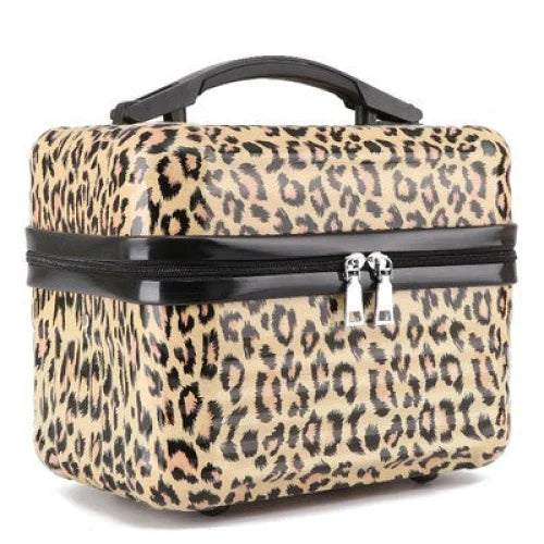 Yellow Leopard Pattern Durable Hard Shell Makeup Travel