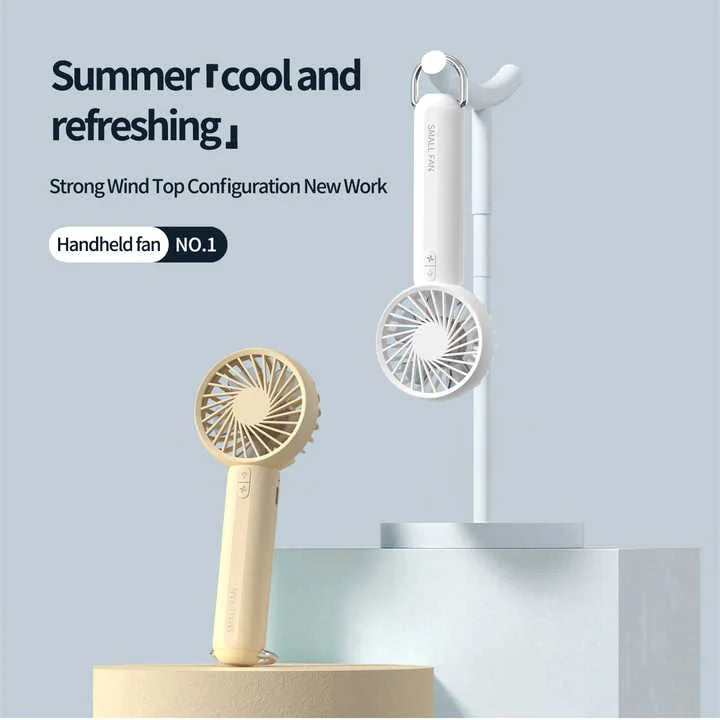 Yellow Mini Handheld Rechargeable Fan - Portable