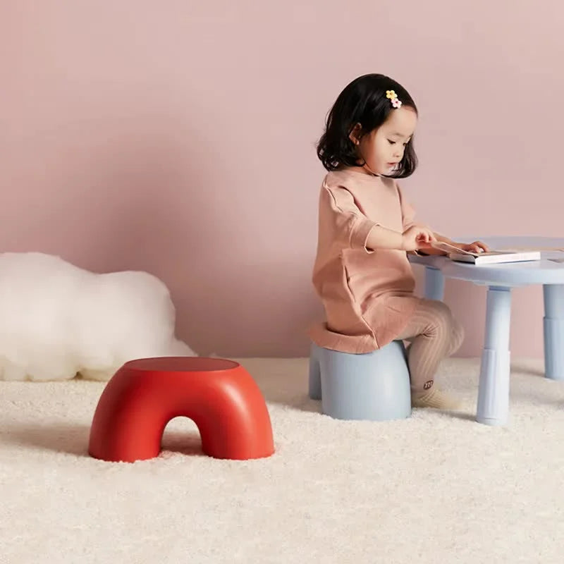 Yellow Minimalist Round Shape Footstool - Durable Anti-slip