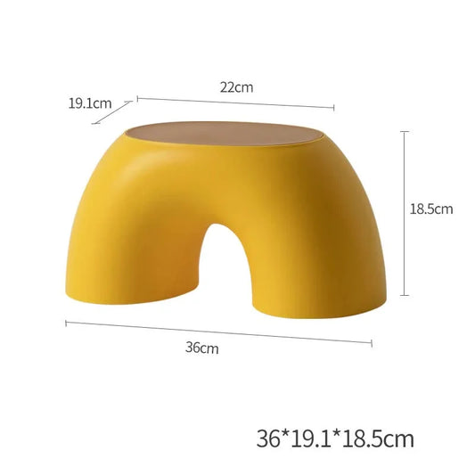 Yellow Minimalist Round Shape Footstool - Durable Anti-slip