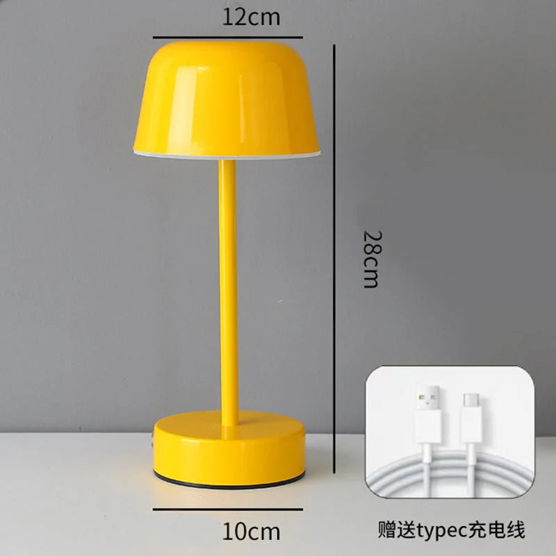 Yellow Modern Minimalist LED Table Lamp - Rechargeable