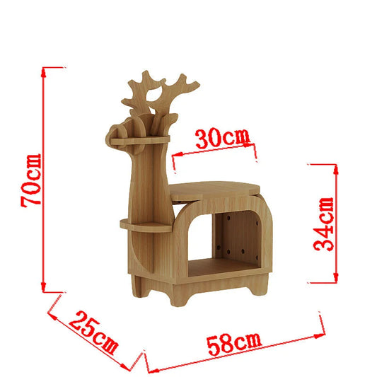 Yellow Oak Grain Trumpet Creative Reindeer-Shaped Solid
