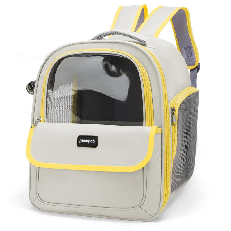 Yellow Pet Carrier Backpack - Space Capsule Design for Cats