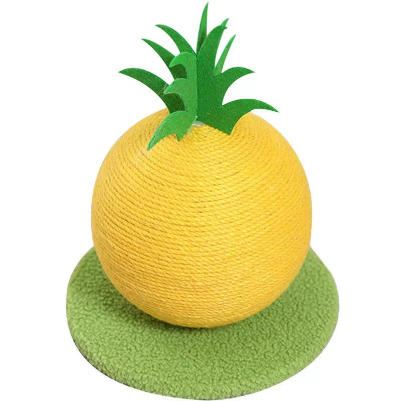 Yellow Pineapple And Green Base Fun Fruit Shaped Sisal Cat