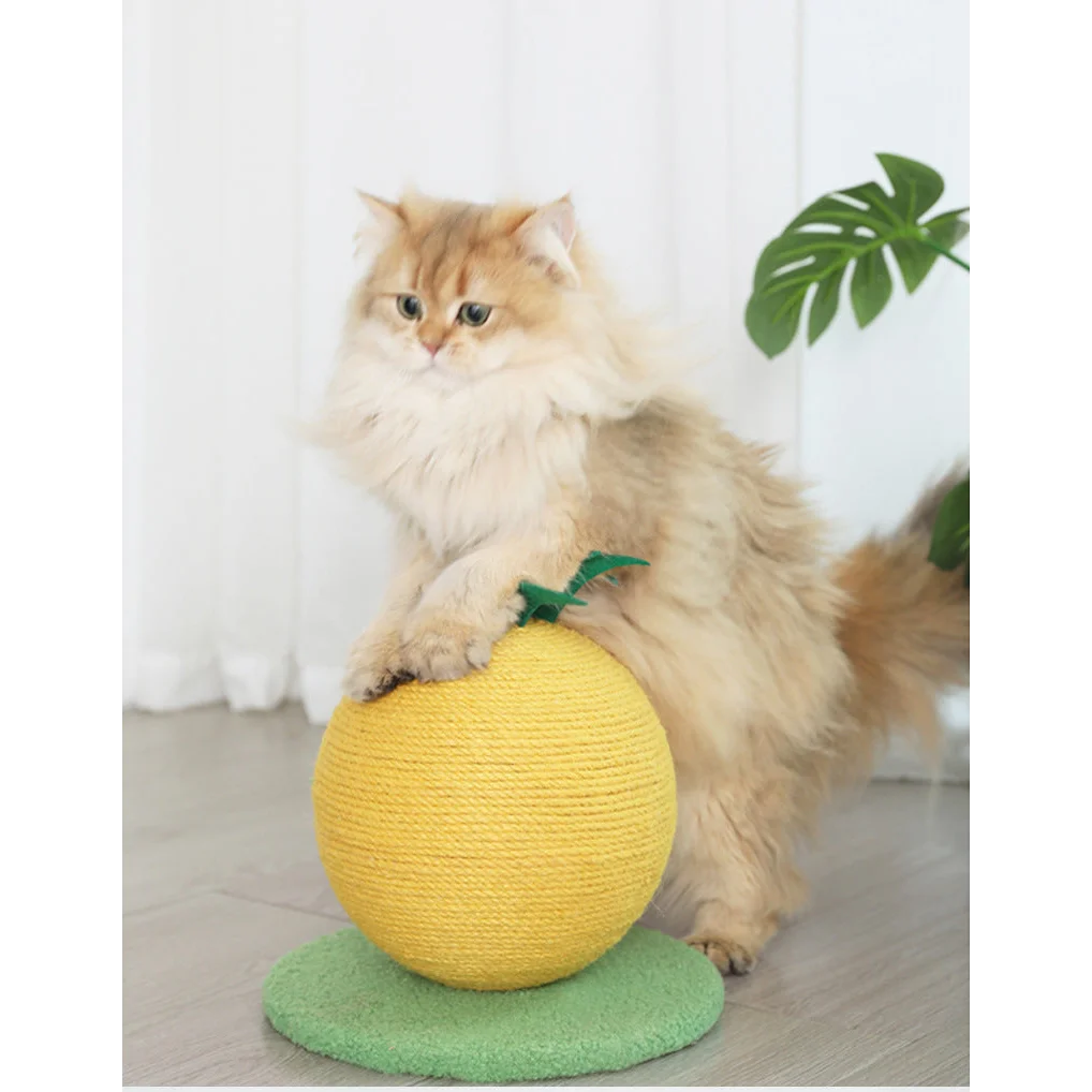 Yellow Pineapple And Green Base Fun Fruit Shaped Sisal Cat