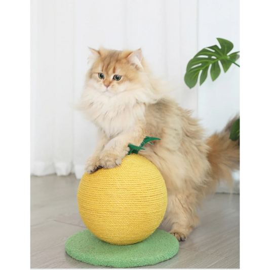 Yellow Pineapple And Green Base Fun Fruit Shaped Sisal Cat
