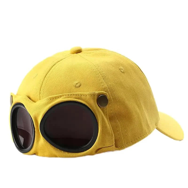 Yellow Stylish Aviator Goggle Baseball Cap