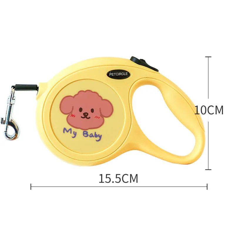 Yellow Together 5m Cartoon Retractable Dog Leash for Golden