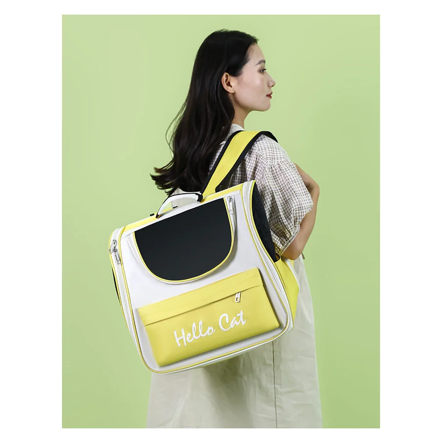 Yellow Transparent Pet Carrier Backpack for Cats and Small