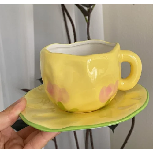 Yellow Tulip 300ML Underglaze Hand Pinched
