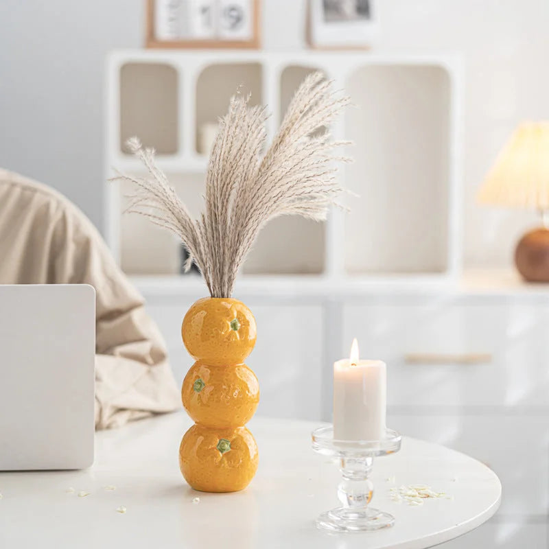 Yellow Zesty Stacked Lemon Ceramic Vase - Cheerful Nordic