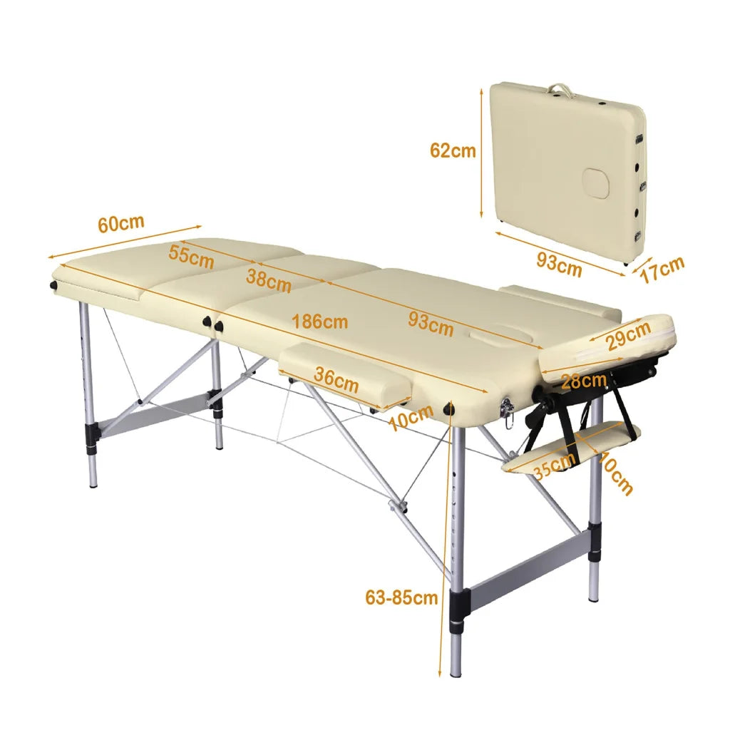 YES4HOMES 3 Fold Portable Aluminium Massage Table Massage