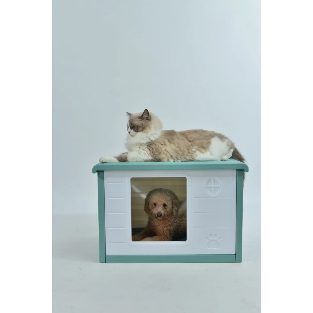 YES4PETS Small Plastic Pet Dog Puppy Cat House Kennel Green