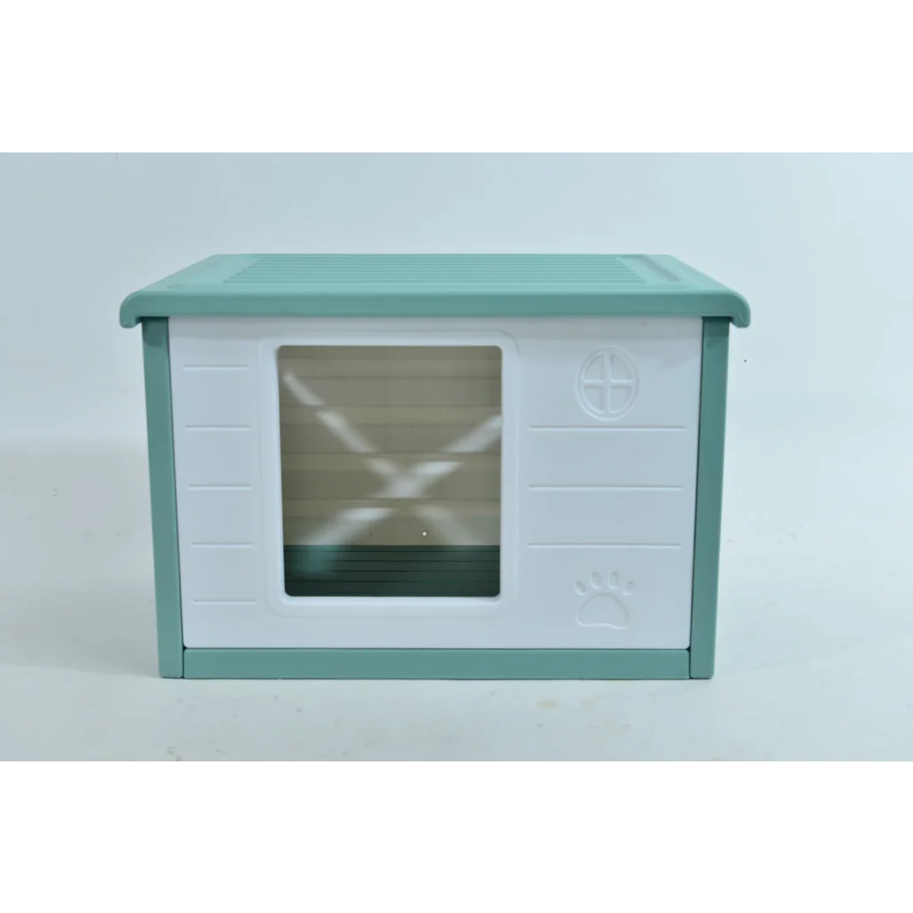 YES4PETS Small Plastic Pet Dog Puppy Cat House Kennel Green