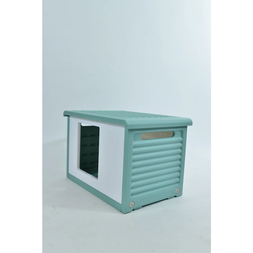 YES4PETS Small Plastic Pet Dog Puppy Cat House Kennel Green