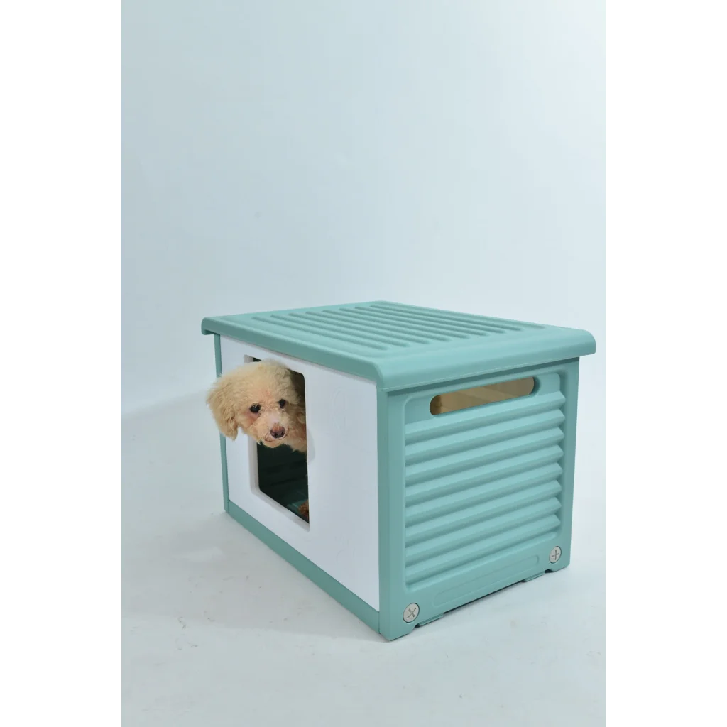 YES4PETS Small Plastic Pet Dog Puppy Cat House Kennel Green