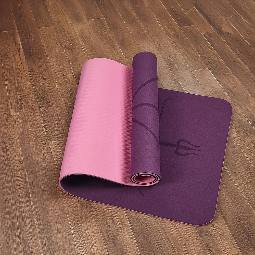 Yoga Mat 8mm TPE Exercise Fitness Gym Pilates Non-Slip Dual
