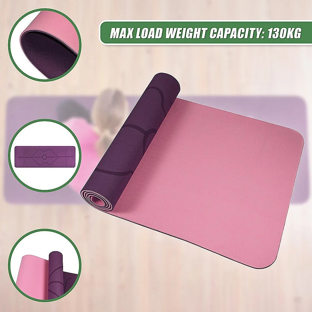 Yoga Mat 8mm TPE Exercise Fitness Gym Pilates Non-Slip Dual