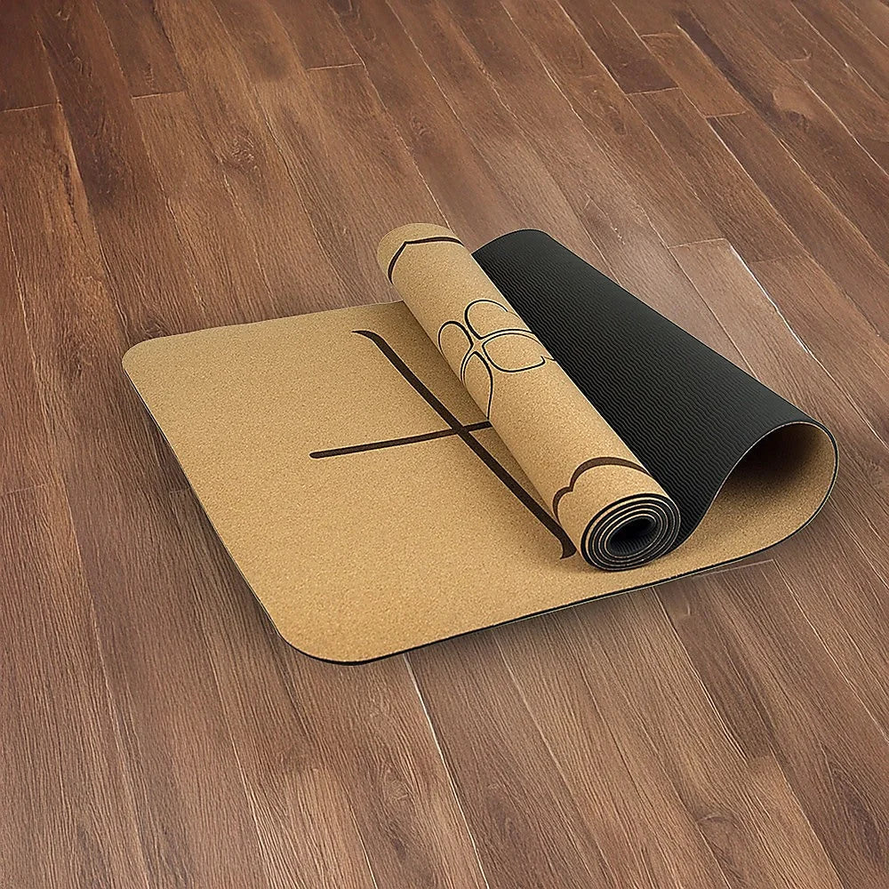 Yoga Mat Natural Cork TPE Sports Eco Friendly Exercise