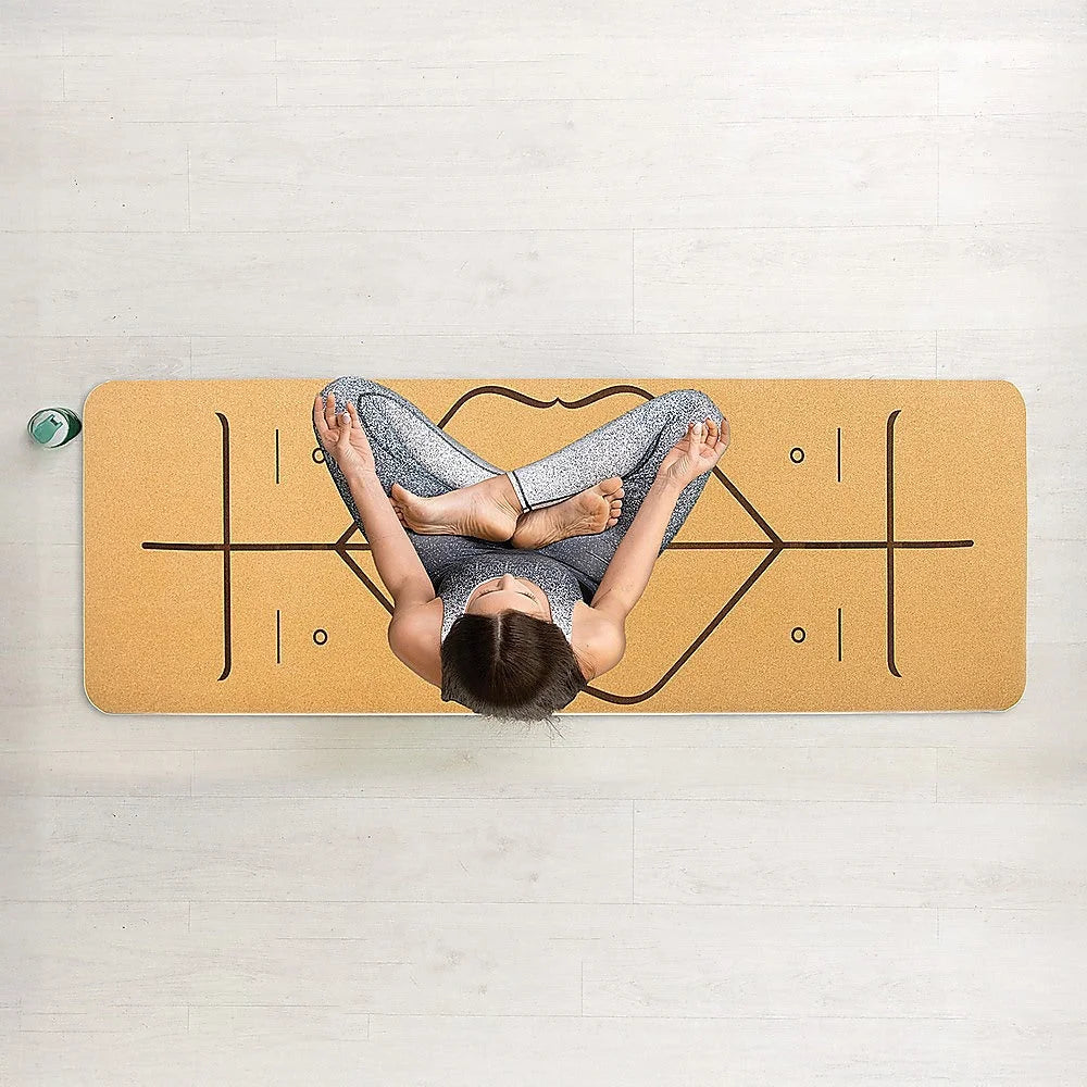Yoga Mat Natural Cork TPE Sports Eco Friendly Exercise