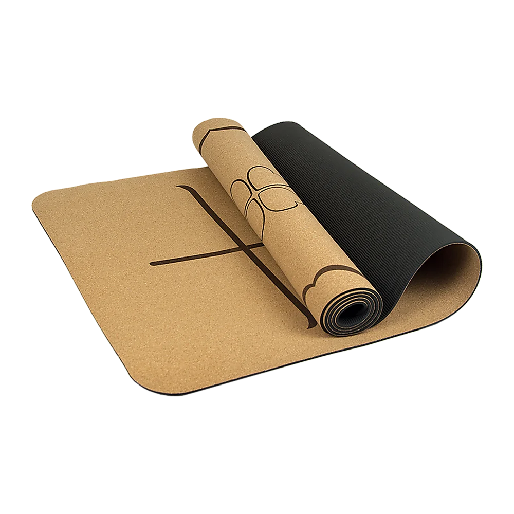 Yoga Mat Natural Cork TPE Sports Eco Friendly Exercise