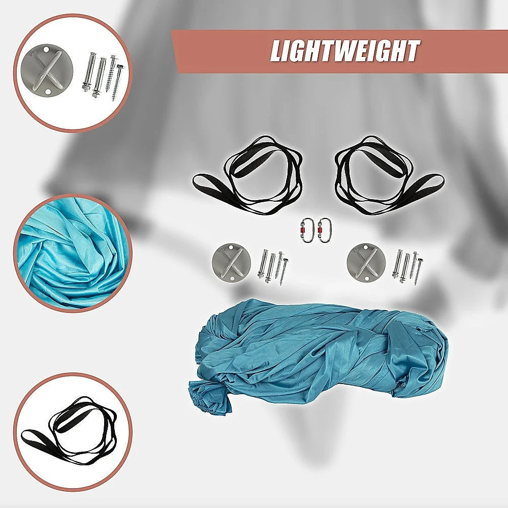 Yoga Pilates Aerial Silk Kit 5x2.8m Swing Anti-Gravity