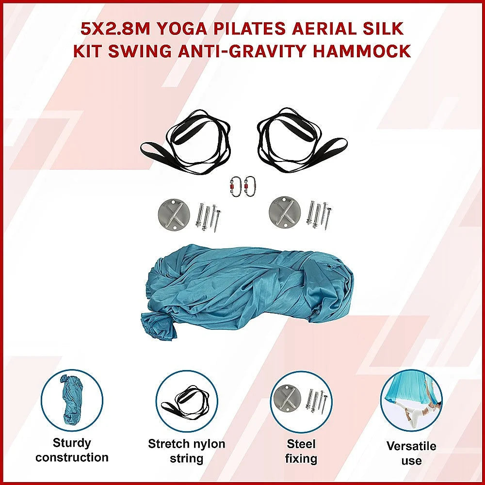 Yoga Pilates Aerial Silk Kit 5x2.8m Swing Anti-Gravity