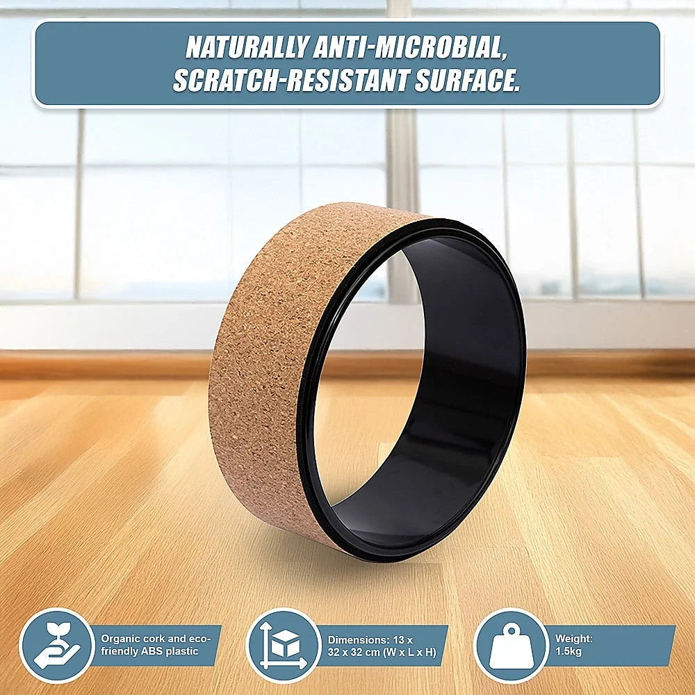 Yoga Pilates Wheel Cork Circle Prop Back Chest Hips Abdomen