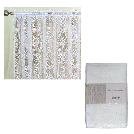 Yours to Love One Kensington White Lace Rod Pocket Curtain