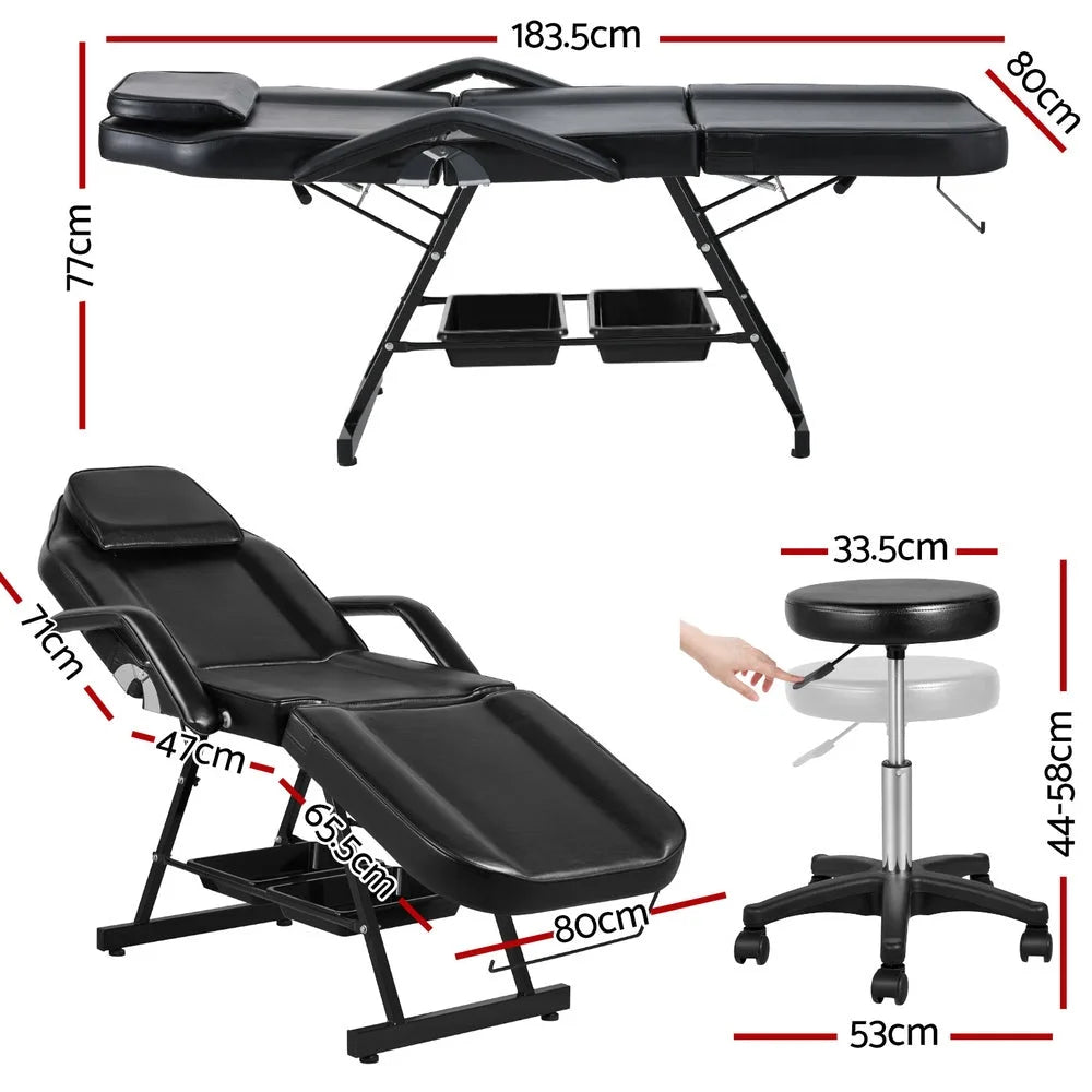 Zenses Massage Table Adjustable Salon Bed Chair 3-Fold