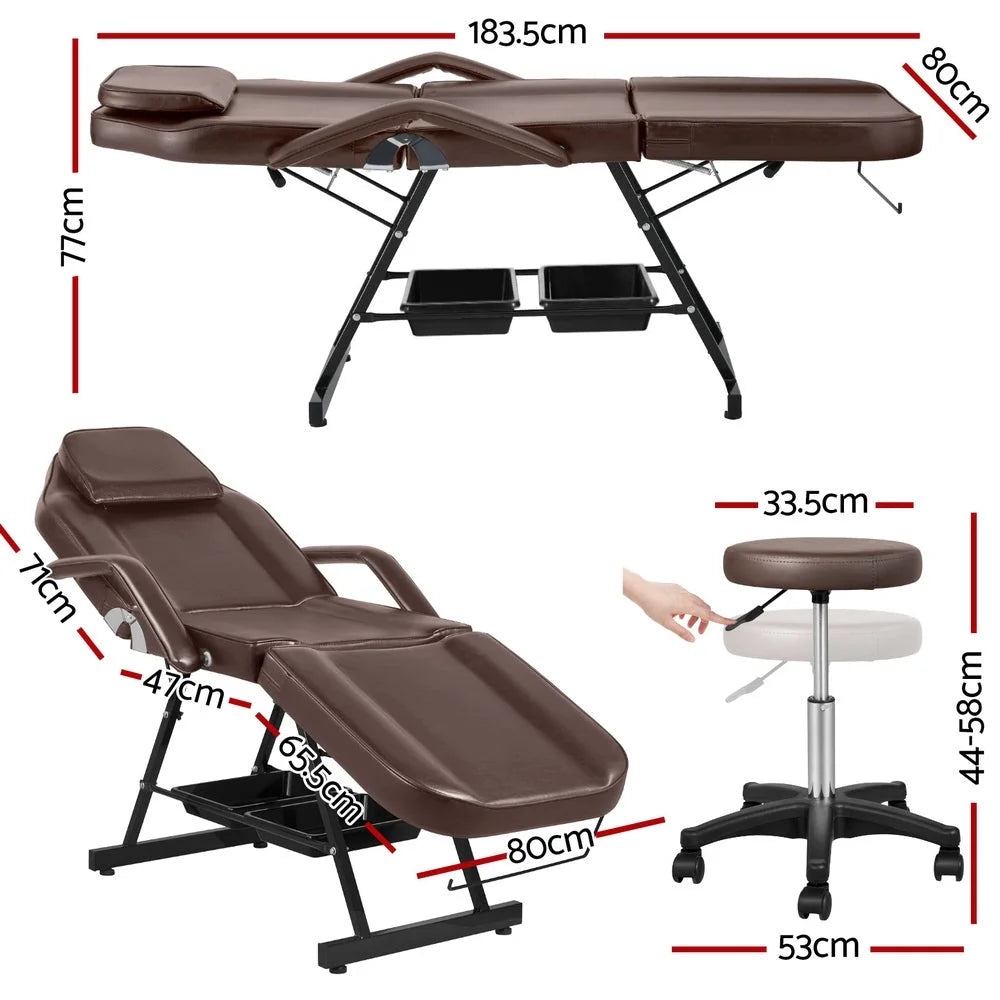 Zenses Massage Table Adjustable Salon Bed Chair 3-Fold