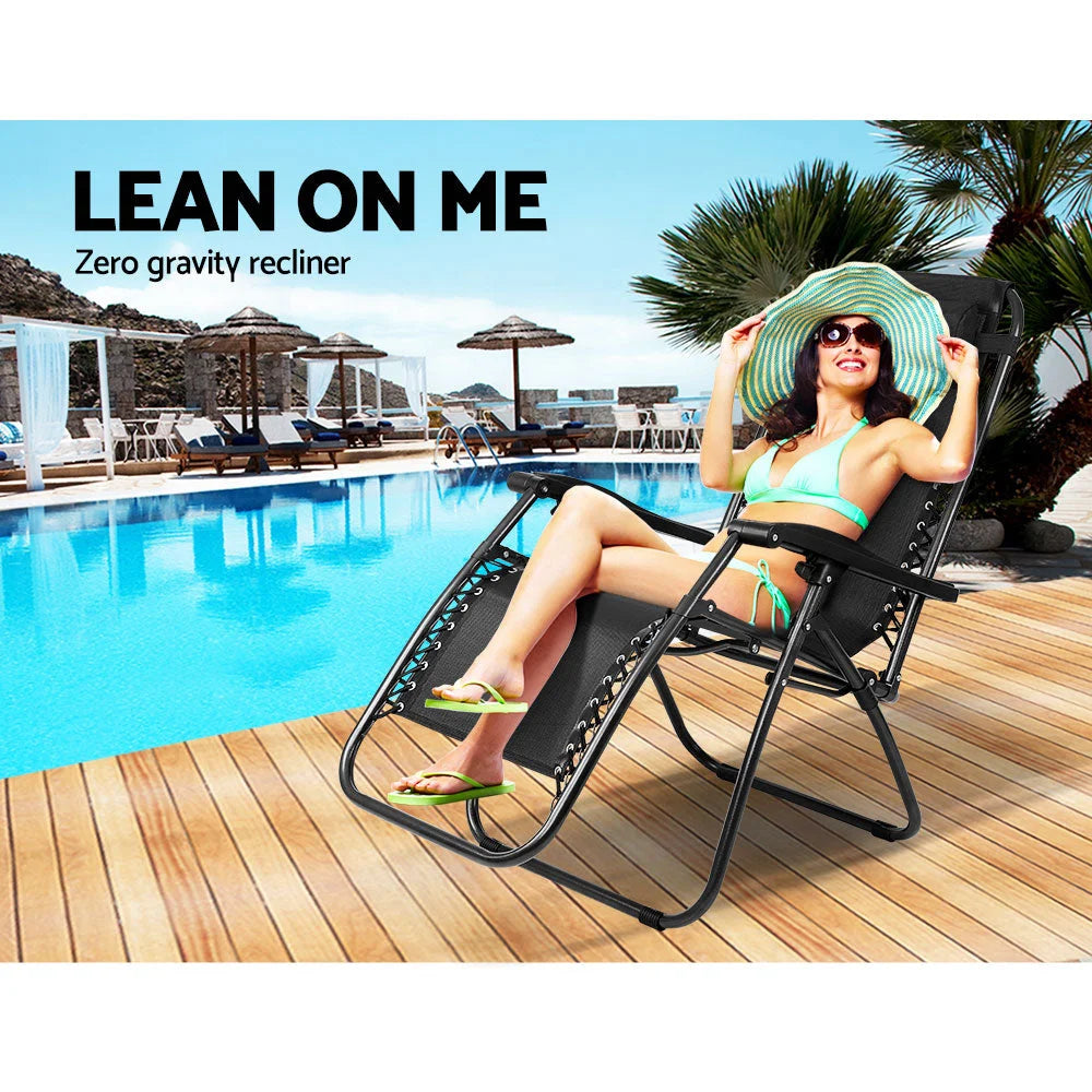 Zero Gravity Chairs Set of 2 Reclining Outdoor Furniture