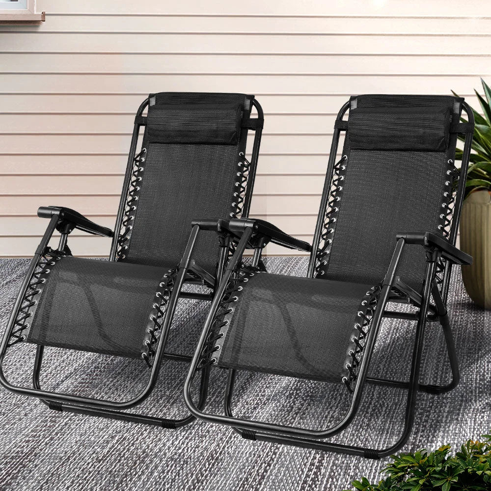 Zero Gravity Chairs Set of 2 Reclining Outdoor Furniture