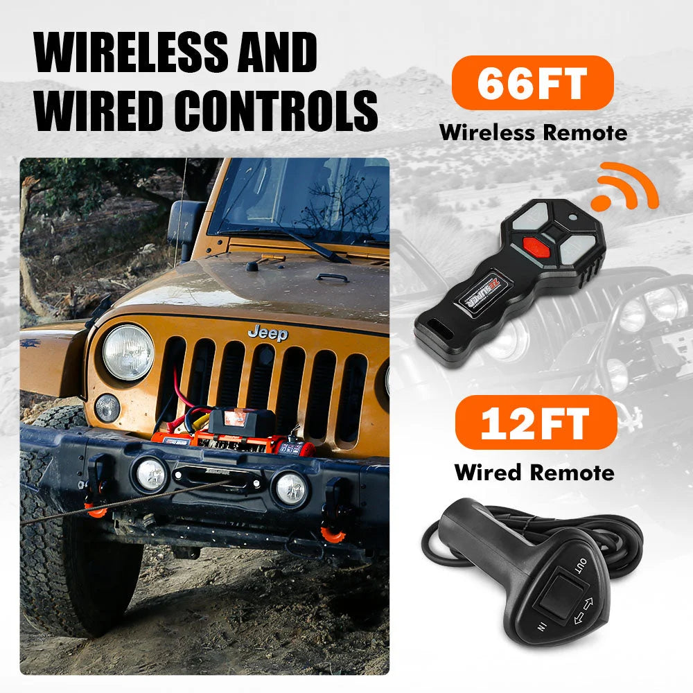 ZESUPER 12V Electric Winch 14500lbs Synthetic Rope Wireless
