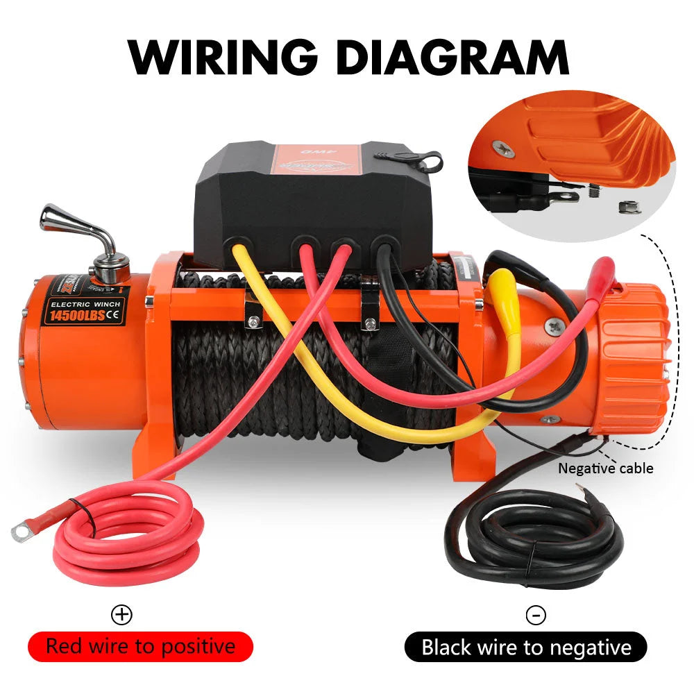 ZESUPER 12V Electric Winch 14500lbs Synthetic Rope Wireless
